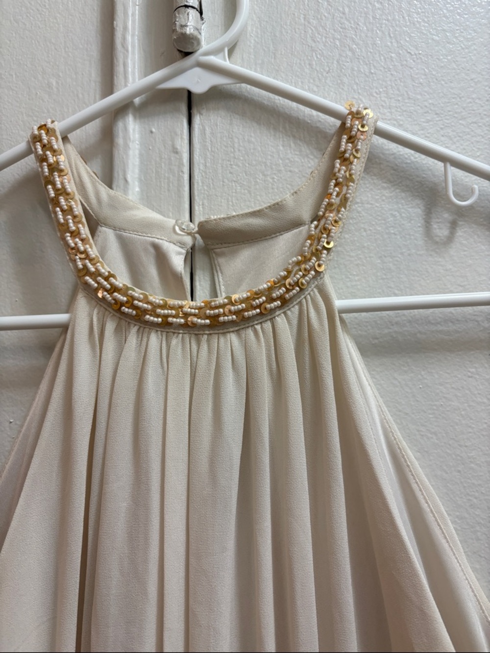 H&M Cream Strapless Dress with Gold Braid Trim Size 12 - Picture 2 of 8